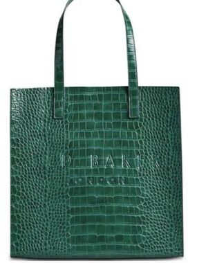 Ted Baker Reptcon Emerald Croc-Embossed Icon Tote Shoulder Bag